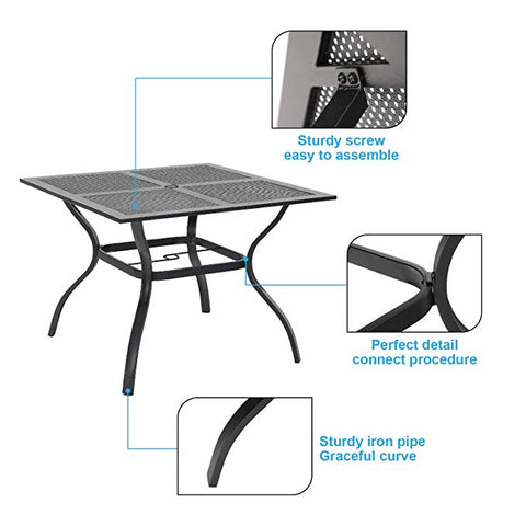 37" x 37" Square Mesh Patio Bistro Table