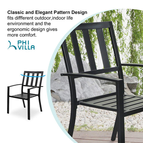 5-Piece Patio Dining Set Steel Square Table and Stackable Chair