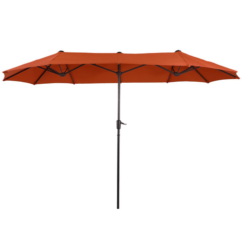 8-Piece Outdoor Dining Set with 13ft Umbrella Steel Rectangle Table & 6 Stackable Chairs