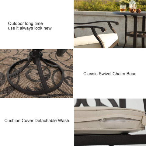 7-Piece Cast Aluminum Patio Dining Set Round Table & Flower Back Chairs