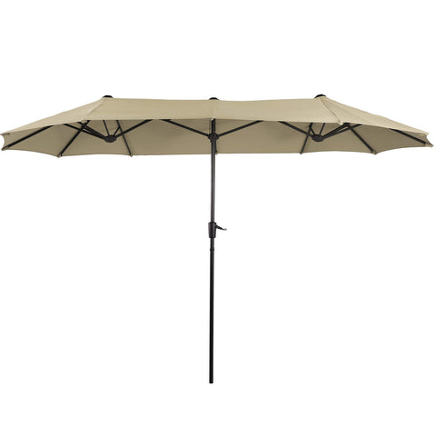 8-Piece Outdoor Dining Set with 13ft Umbrella Steel Rectangle Table & 6 Stackable Chairs