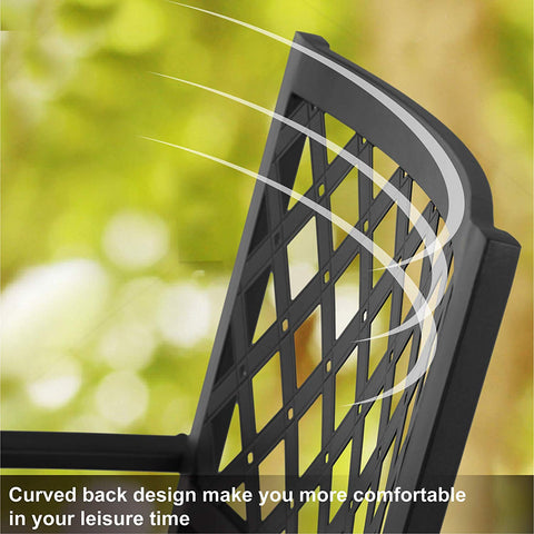 Wood-look Table and 4 Pattern Swivel Chairs with Cushion 5-Piece Metal Outdoor Patio Dining Set