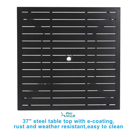 5-Piece Patio Dining Set Steel Square Table and Stackable Chair