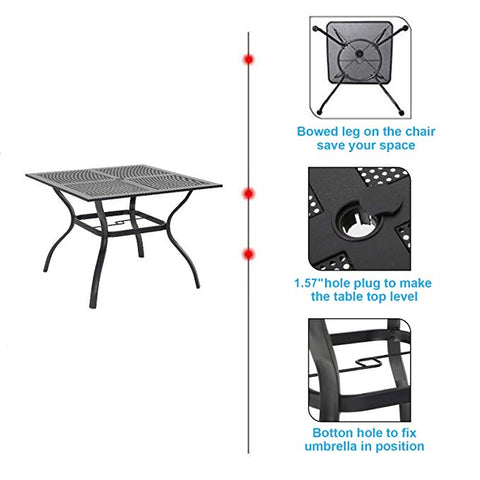 37" x 37" Square Mesh Patio Bistro Table