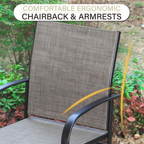 5-Piece Patio Dining Sets Square Table & Light-weight Textilene Fixed Chairs