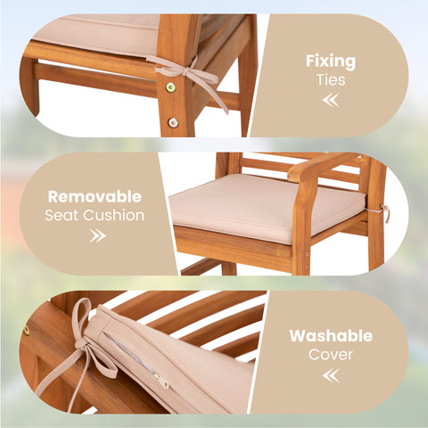 Acacia Wood Patio Furniture Set Adjustable Table & Fixed Chairs