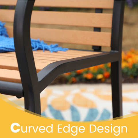 Steel Wood-Plastic Outdoor Bench for Park, Garden, Backyard