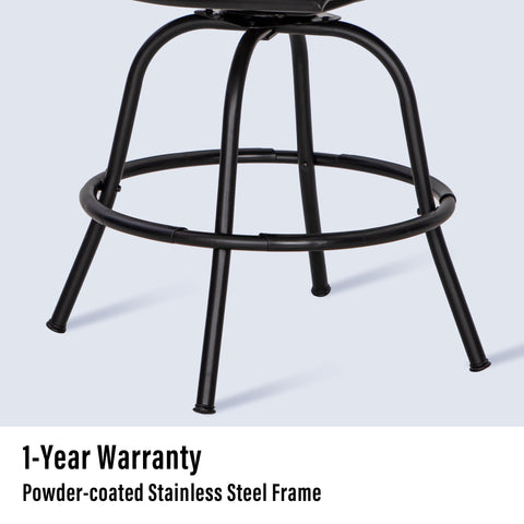 5-Piece Patio Bar Stool Set Teak-grain High Table & Steel Bar Stools with Cast-iron Back