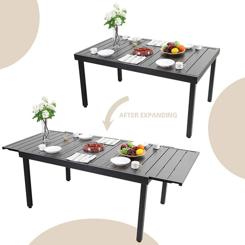 Extendable Table & Textilene Reclining Chair Patio Dining Set