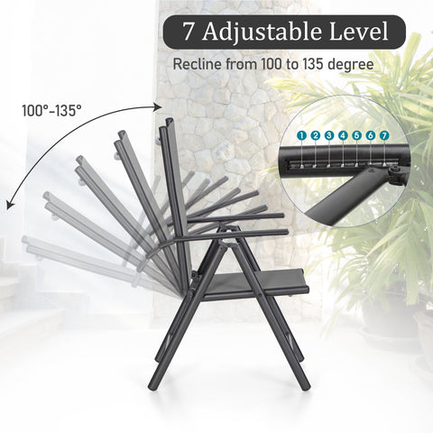 Extendable Table & Textilene Reclining Chair Patio Dining Set