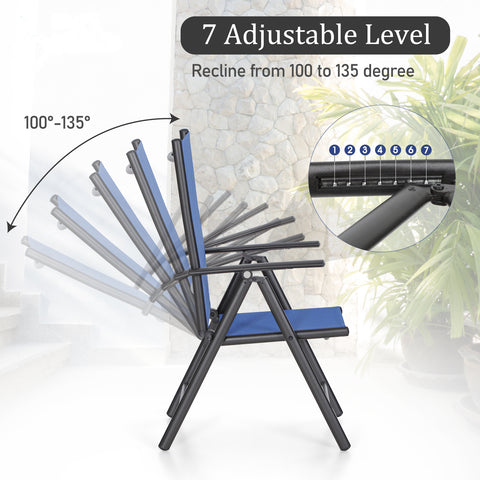 Extendable Table & Textilene Reclining Chair Patio Dining Set