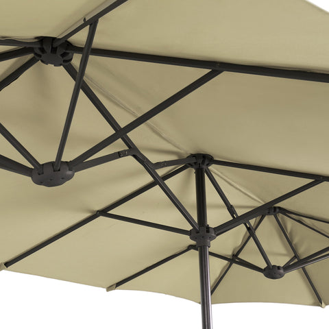 8-Piece Steel Rectangle Table & Brown Rattan Cushion Chairs & 13ft Umbrella Patio Dining Set