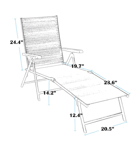 2pk 5 Stages Adjustable Patio Folding Metal Lounge Chair