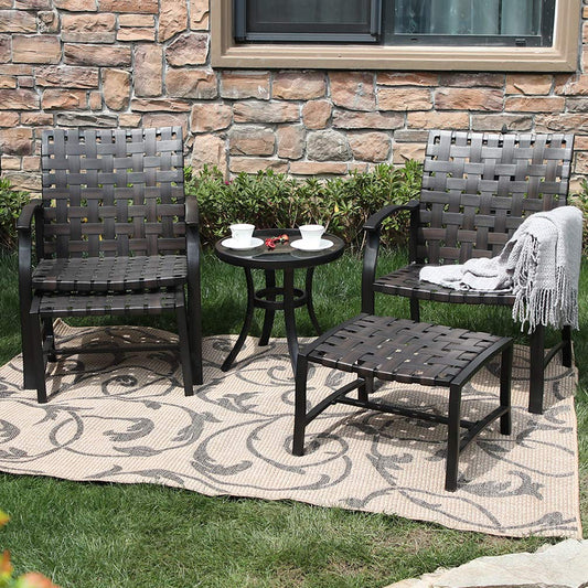 5-Piece Patio Conversation Set with Ottomans and Table