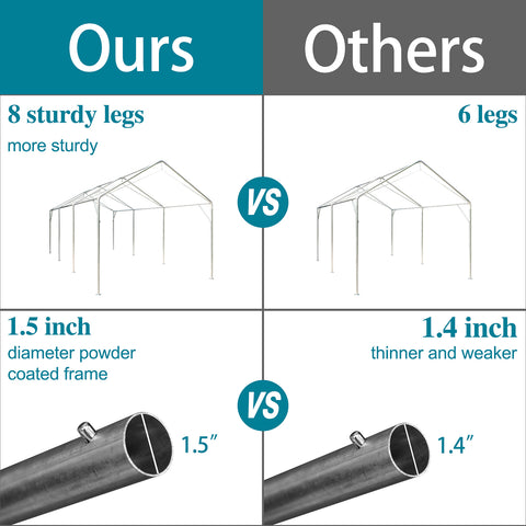 10x20 ft Heavy Duty Carport Car Canopy Garage Boat Shelter Party Tent