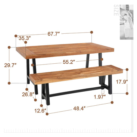 Outdoor Acacia Wood Dining Set, Modern Outdoor Dining Furniture
