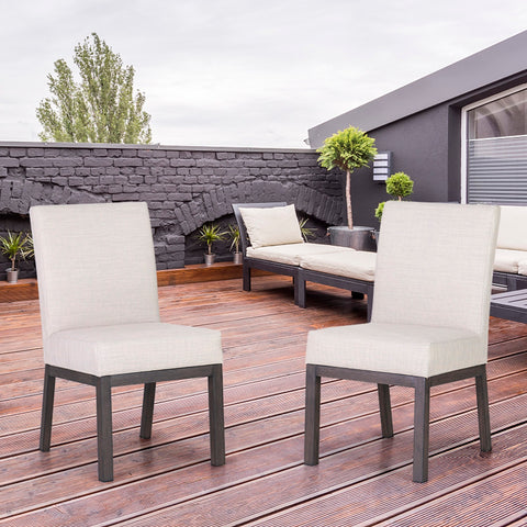 Textilene Fabric Padded Fixed Patio Lounge Chairs, Set of 2