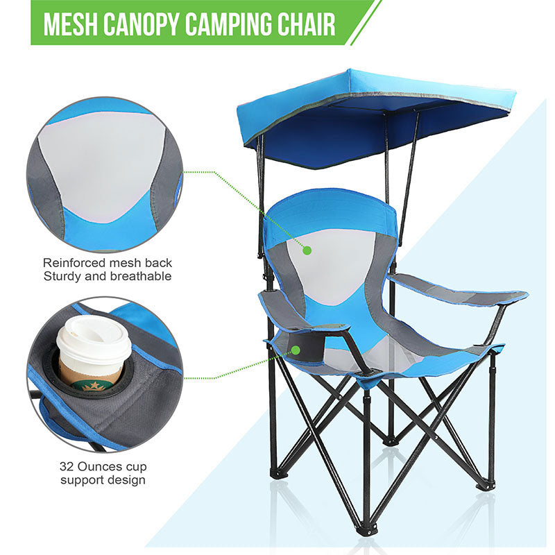 Alpha Camp Blue Folding Mesh Canopy Camping Chair