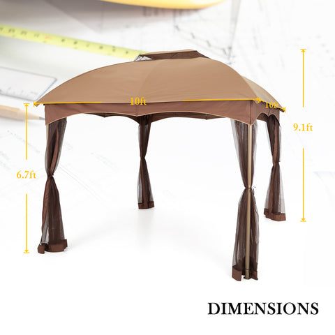 2 Sizes Soft-top Canopy, Double-roof Outdoor Gazebo with Mesh Netting Curtains