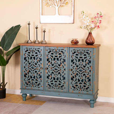 Accent Storage Cabinet with Decorative Carved