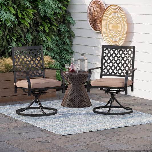 Outdoor Patio Swivel Dining Chairs fits Garden Backyard - Set of 2