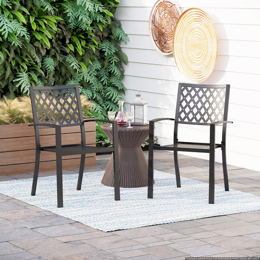 Outdoor Patio Metal Dining Chairs for Garden, Backyard