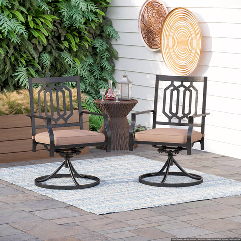 Outdoor Patio Swivel Dining Chairs fits Garden Backyard - Set of 2