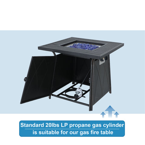 28 Inch, 50,000BTU Metal Gas Fire Pit Table with Lid
