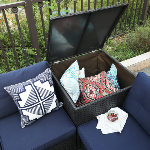 Outdoor Furniture Rattan Sectional Sofa Set with Storage Box