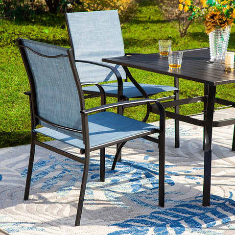 5-Piece Patio Dining Sets Square Table & Light-weight Textilene Fixed Chairs
