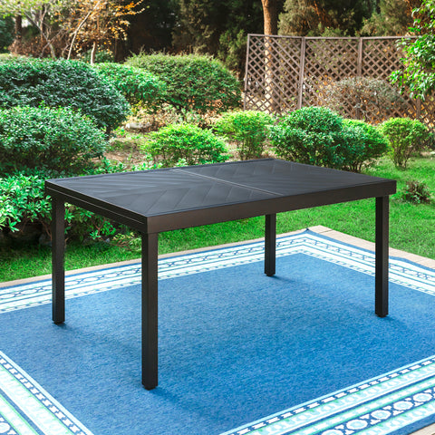 Extra Large Extendable Table with Line Engraving Design