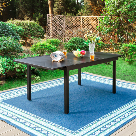 Extra Large Extendable Table with Line Engraving Design