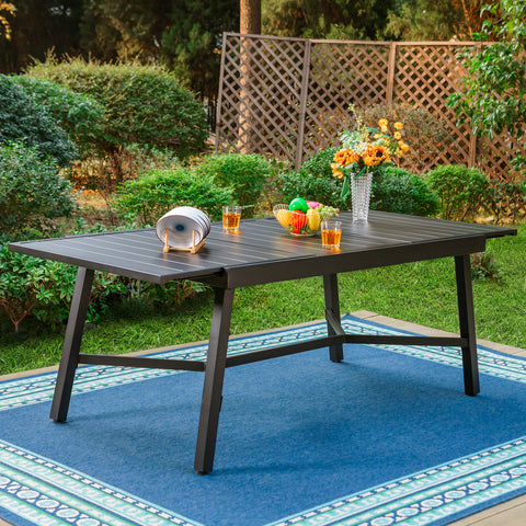 Metal Adjustable Outdoor Patio Dining Table for 6-8 Person