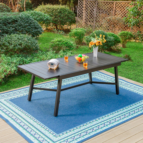 Metal Adjustable Outdoor Patio Dining Table for 6-8 Person