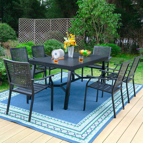 9/7-Piece Patio Dining Set Reinforced Expandable Table & Stackable Chairs