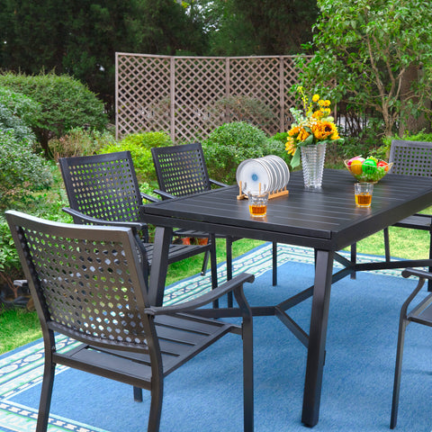 9/7-Piece Patio Dining Set Reinforced Expandable Table & Stackable Chairs