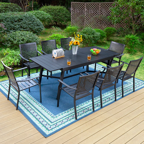 9/7-Piece Patio Dining Set Reinforced Expandable Table & Stackable Chairs