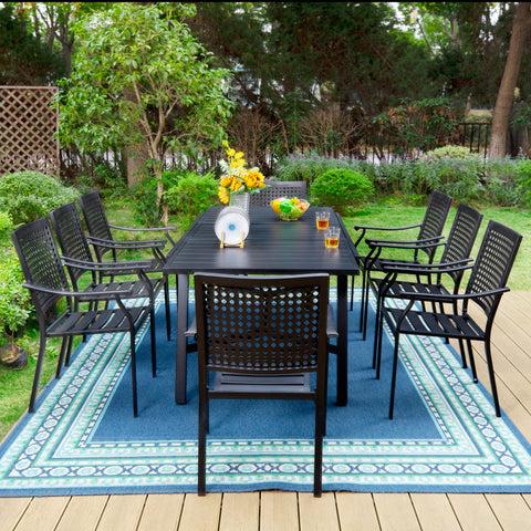 9/7-Piece Patio Dining Set Reinforced Expandable Table & Stackable Chairs