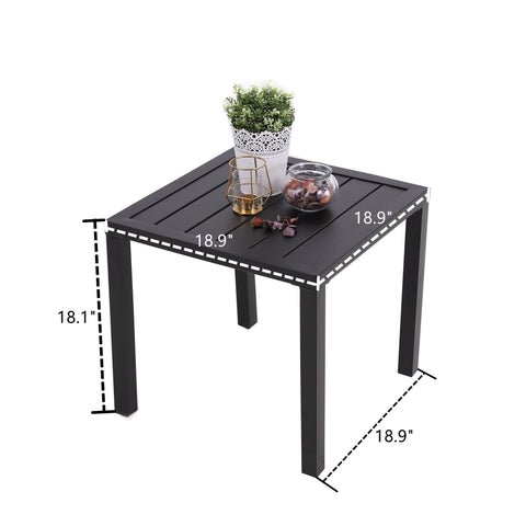Black Small Metal Square Side Coffee Bistro Table
