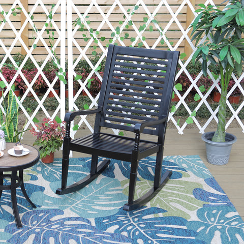 Phi Villa Outdoor Acacia Wood Rocking Chair for Garden and Indoor