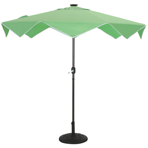 9/10ft Auto-Tilt LED Solar Lights Market Patio Umbrella with Ruffles