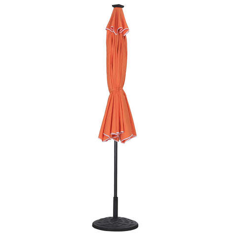 9/10ft Auto-Tilt LED Solar Lights Market Patio Umbrella with Ruffles
