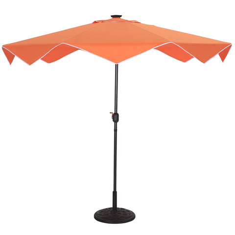 9/10ft Auto-Tilt LED Solar Lights Market Patio Umbrella with Ruffles