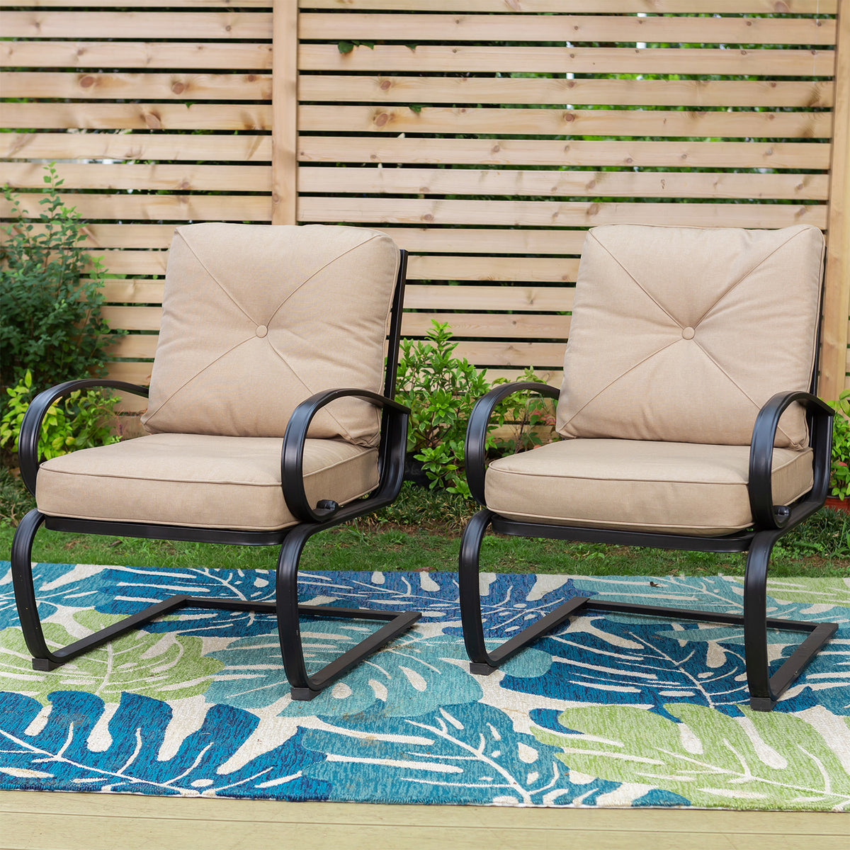 C-Spring Metal Cushioned Lounge Chairs