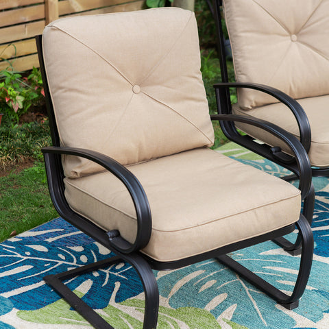 C-Spring Metal Cushioned Lounge Chairs