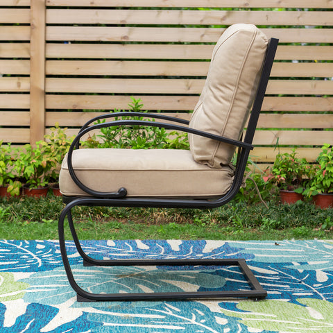 C-Spring Metal Cushioned Lounge Chairs