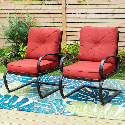 C-Spring Metal Cushioned Lounge Chairs