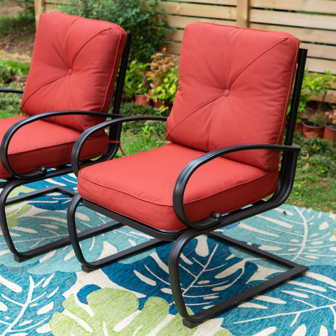 C-Spring Metal Cushioned Lounge Chairs