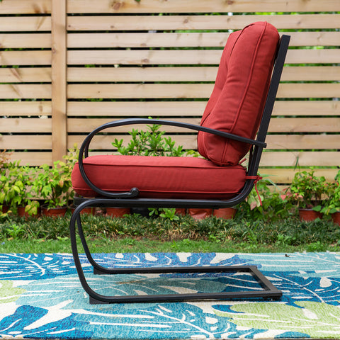 C-Spring Metal Cushioned Lounge Chairs
