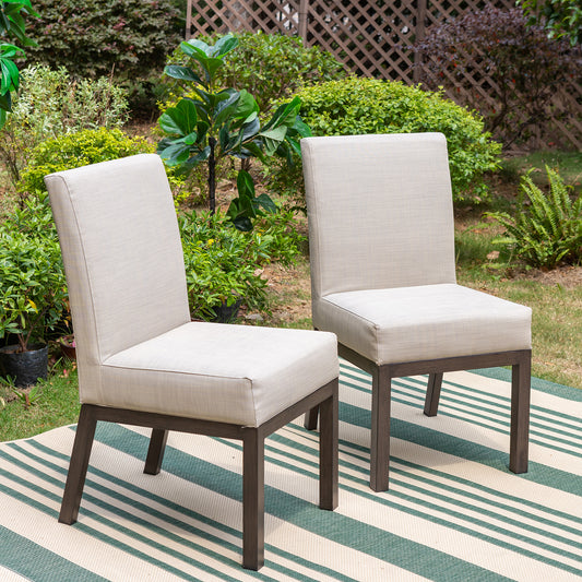 Textilene Fabric Padded Fixed Patio Lounge Chairs, Set of 2